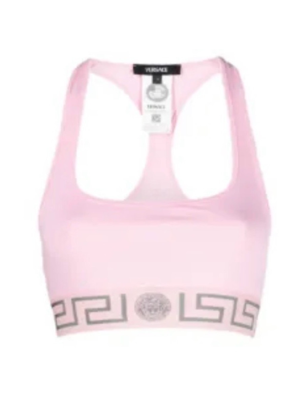 Versace Light Pink Racerback Logo-Trim Sports Bra